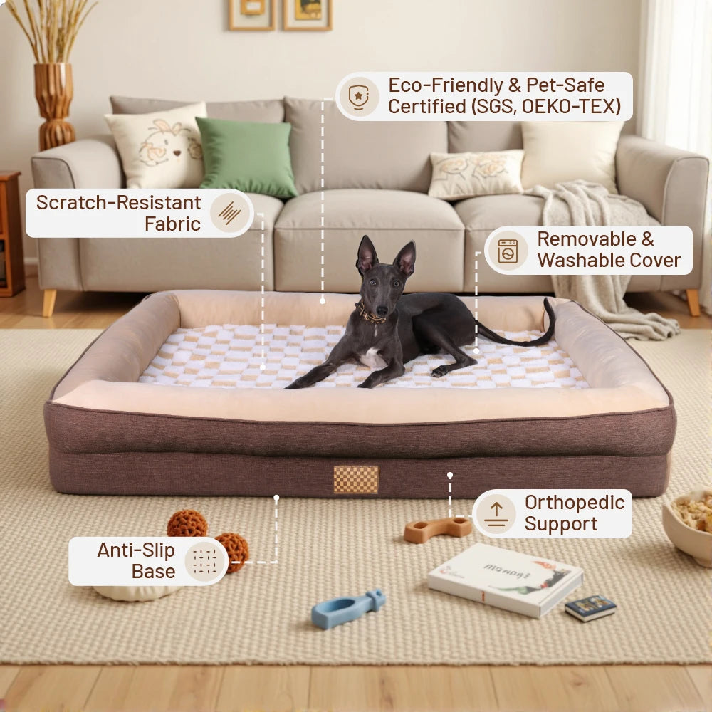 Cama Ortopédica Perros Envío Gratis: Base Antideslizante y Funda Lavable – Espuma viscoelástica, extraíble y fácil de limpiar