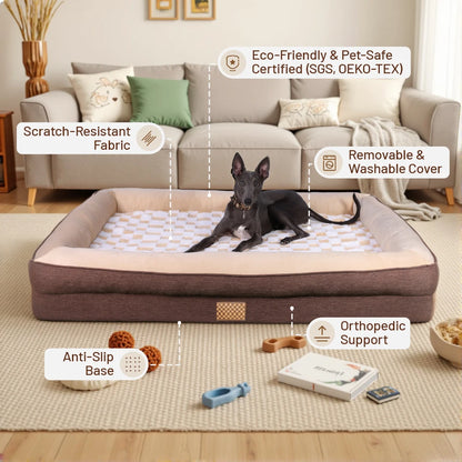 Cama Ortopédica Perros Envío Gratis: Base Antideslizante y Funda Lavable – Espuma viscoelástica, extraíble y fácil de limpiar