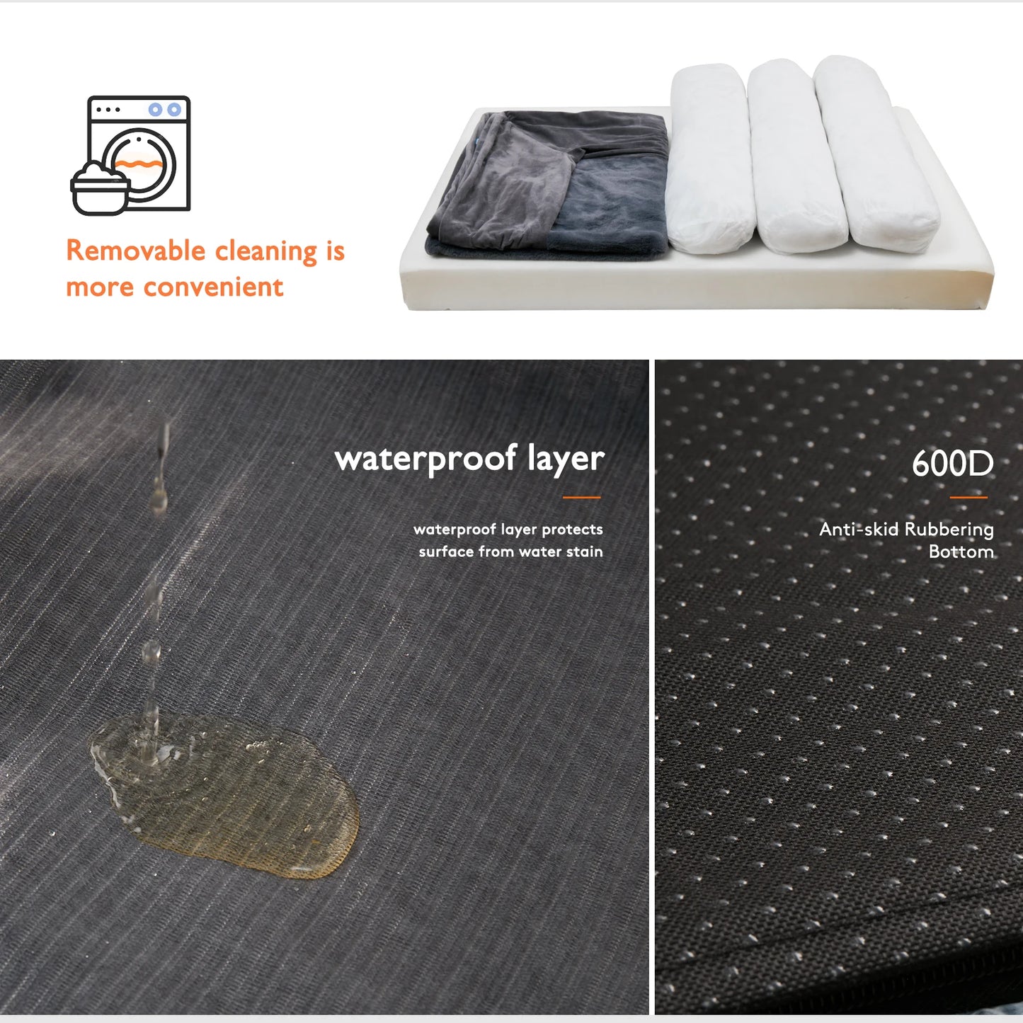 Cama Ortopédica XXL Perros Grandes: con Cojines Laterales y Funda Lavable
