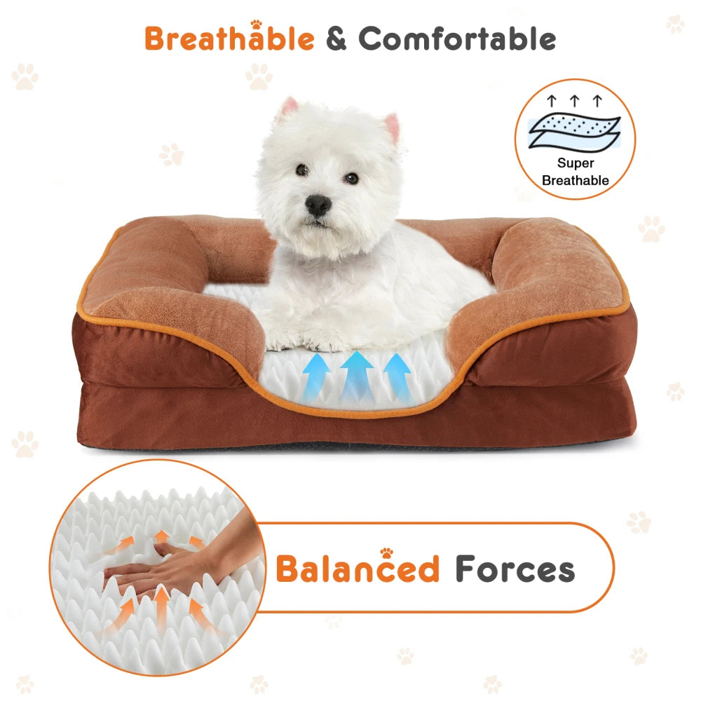 Cama Ortopédica Perros Pequeños y Gatos: Espuma Viscoelástica Tipo “Egg Crate”