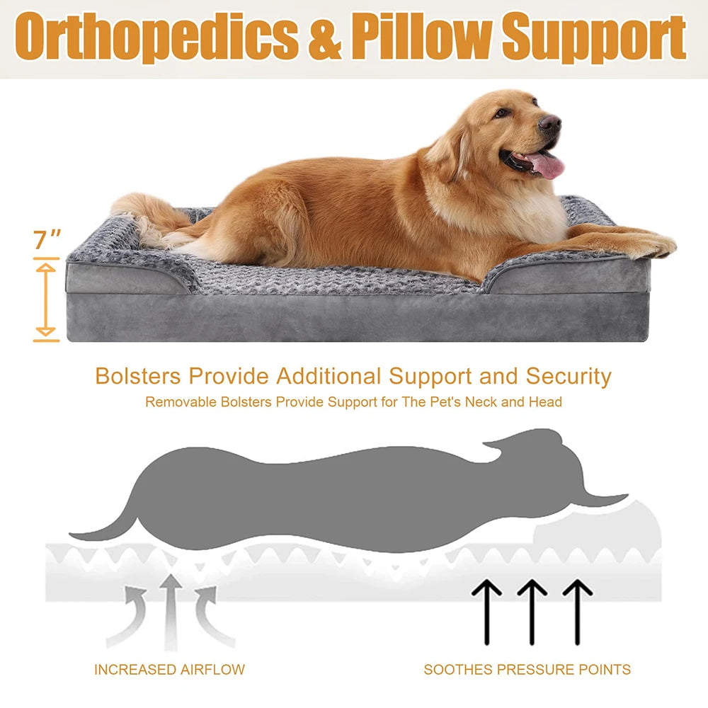 Cama Ortopédica Perros Grandes XXL: Impermeable, Resistente y Lavable