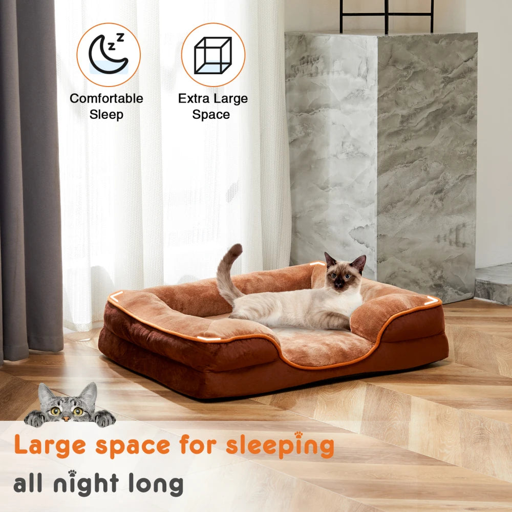 Cama Ortopédica Perros Pequeños y Gatos: Espuma Viscoelástica Tipo “Egg Crate”