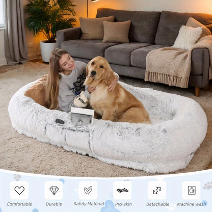 Cama Ortopédica Perros Extra Grande – Para Descansar Junto a Tu Mascota, Lavable | Suave Pelo Sintético