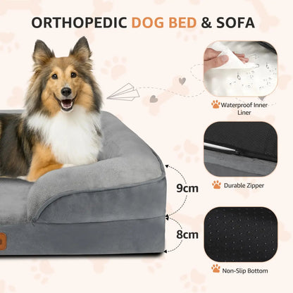 Cama Ortopédica Perros Medianos y Grandes – Viscoelástica, Impermeable y Lavable