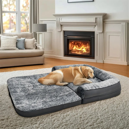 Cama Ortopédica Perros Gigante (180 cm): Plegable, Calmante y con Funda de Felpa