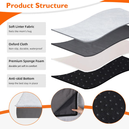 Cama Ortopédica Perros Varias Tallas (M, L, XL, 2XL, 3XL): impermeable y cómoda. Incluye funda lavable para fácil limpieza.