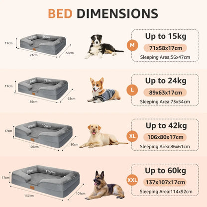 Cama Ortopédica Perros Medianos y Grandes – Viscoelástica, Impermeable y Lavable