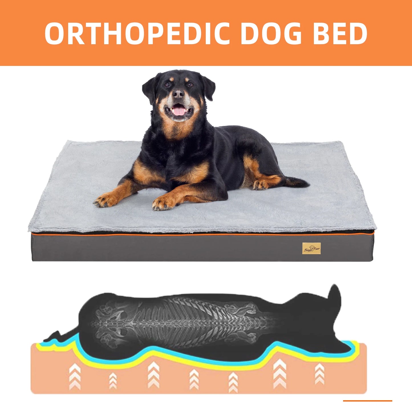 Cama Ortopédica Perros Varias Tallas (M, L, XL, 2XL, 3XL): impermeable y cómoda. Incluye funda lavable para fácil limpieza.