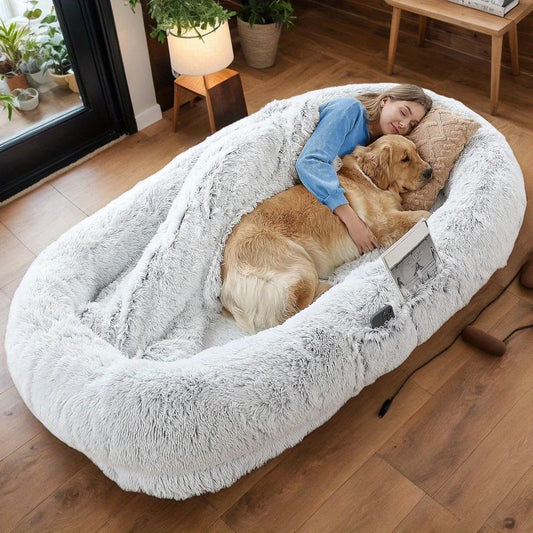 Cama Ortopédica Perros Extra Grande – Para Descansar Junto a Tu Mascota, Lavable | Suave Pelo Sintético