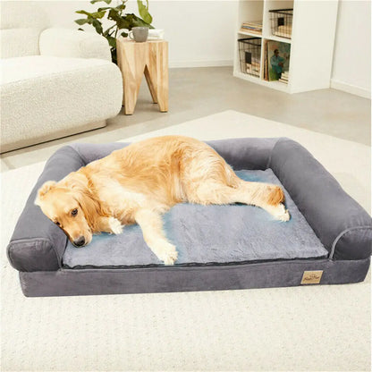 Cama Ortopédica XXL Perros Grandes: con Cojines Laterales y Funda Lavable