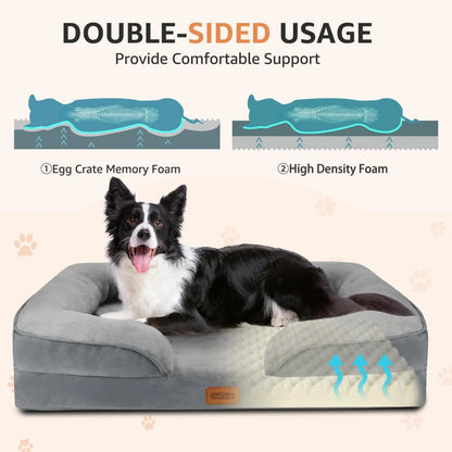 Cama Ortopédica Perros Medianos y Grandes – Viscoelástica, Impermeable y Lavable